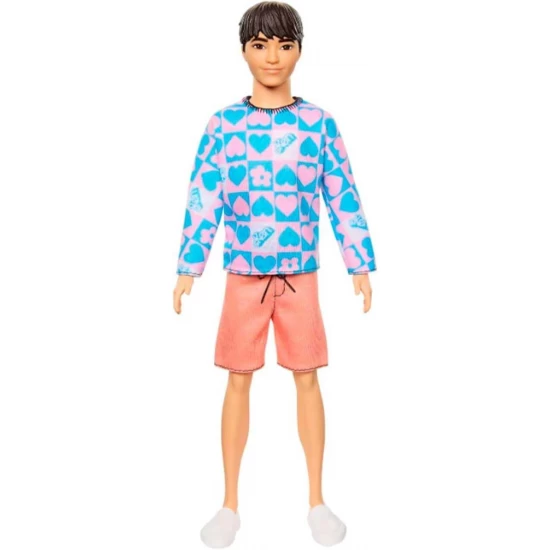 Papusa baiat Barbie Fashionistas cu bluza cu inimioare Papusa baiat Barbie Fashionistas cu bluza cu inimioare