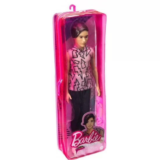 Papusa Barbie baiat Fashionistas cu maiou cu imprimeu cu fulgere Papusa Barbie baiat Fashionistas cu maiou cu imprimeu cu fulgere
