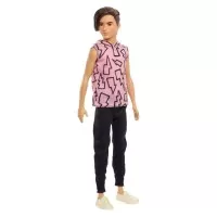 Papusa Barbie baiat Fashionistas cu maiou cu imprimeu cu fulgere