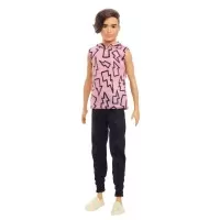 Papusa Barbie baiat Fashionistas cu maiou cu imprimeu cu fulgere