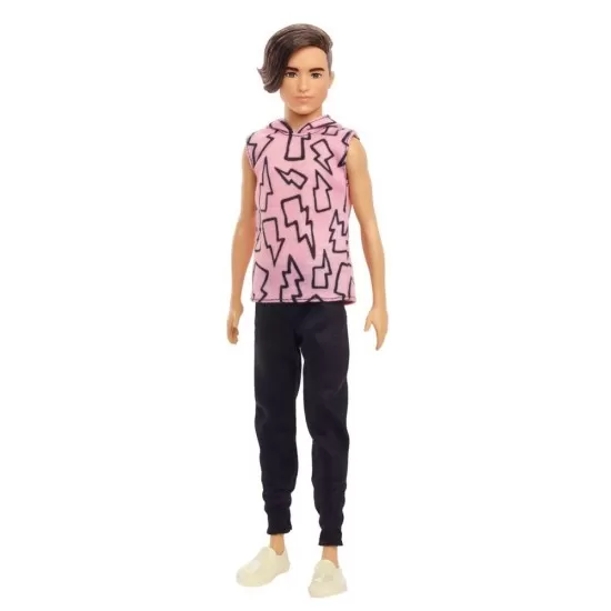 Papusa Barbie baiat Fashionistas cu maiou cu imprimeu cu fulgere Papusa Barbie baiat Fashionistas cu maiou cu imprimeu cu fulgere