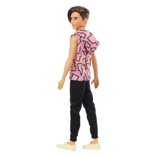 Papusa Barbie baiat Fashionistas cu maiou cu imprimeu cu fulgere Papusa Barbie baiat Fashionistas cu maiou cu imprimeu cu fulgere