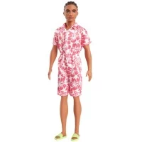 Papusa baiat Barbie Fashionistas in salopeta stil hawaian si sandale verzi