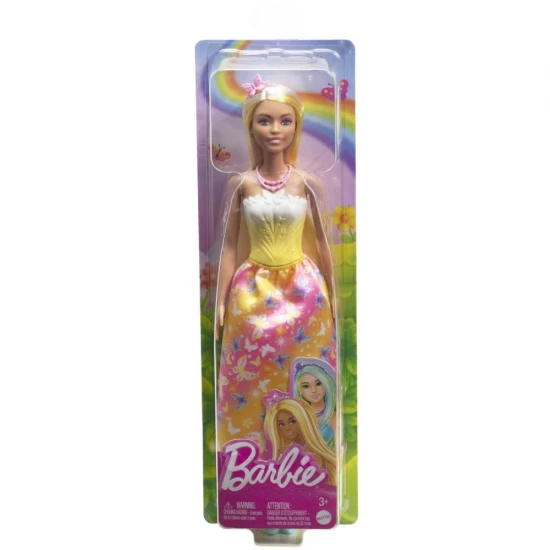 Papusa Barbie cu parul blond si rochie galbena Papusa Barbie cu parul blond si rochie galbena