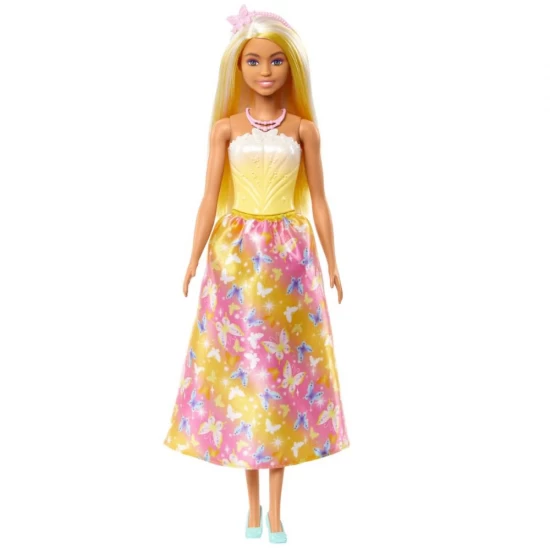 Papusa Barbie cu parul blond si rochie galbena Papusa Barbie cu parul blond si rochie galbena