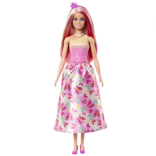Papusa Barbie cu parul blond si rochie roz Papusa Barbie cu parul blond si rochie roz