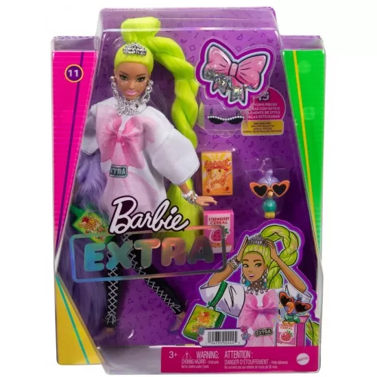 Papusa Barbie Extra cu par verde neon Papusa Barbie Extra cu par verde neon