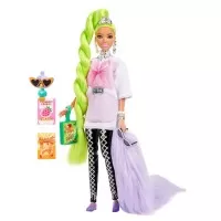 Papusa Barbie Extra cu par verde neon