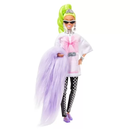 Papusa Barbie Extra cu par verde neon Papusa Barbie Extra cu par verde neon