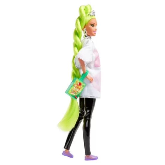 Papusa Barbie Extra cu par verde neon Papusa Barbie Extra cu par verde neon