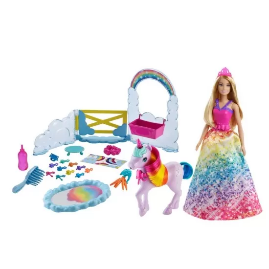 Set de joaca papusa Barbie cu unicorn Set de joaca papusa Barbie cu unicorn