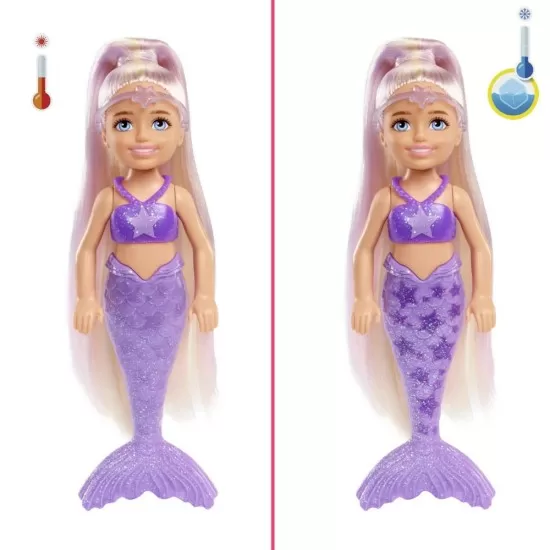 Papusa Barbie Chelsea Descopera Culoarea - Sirenele curcubeu Papusa Barbie Chelsea Descopera Culoarea - Sirenele curcubeu