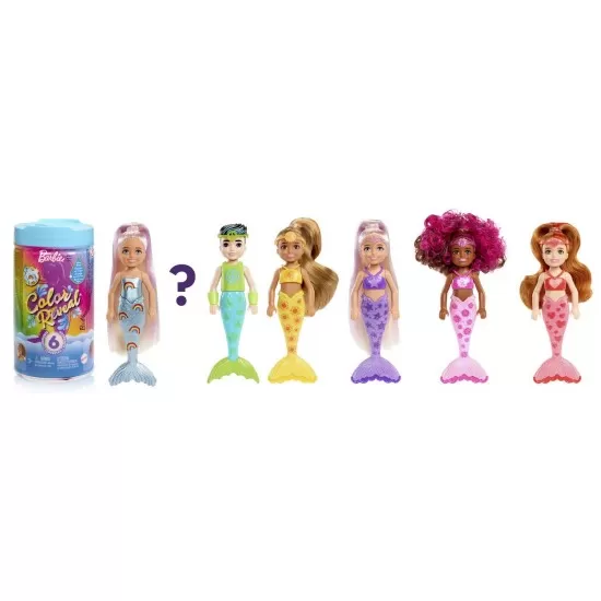 Papusa Barbie Chelsea Descopera Culoarea - Sirenele curcubeu Papusa Barbie Chelsea Descopera Culoarea - Sirenele curcubeu