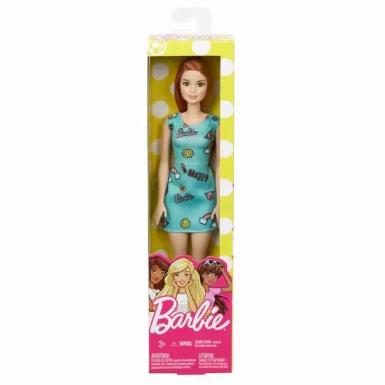 Papusa Barbie clasica roscata cu rochita albastra Papusa Barbie clasica roscata cu rochita albastra