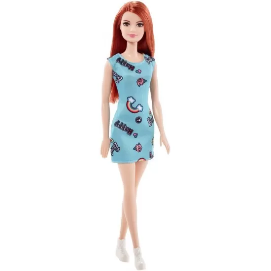 Papusa Barbie clasica roscata cu rochita albastra Papusa Barbie clasica roscata cu rochita albastra