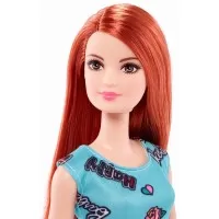 Papusa Barbie clasica roscata cu rochita albastra
