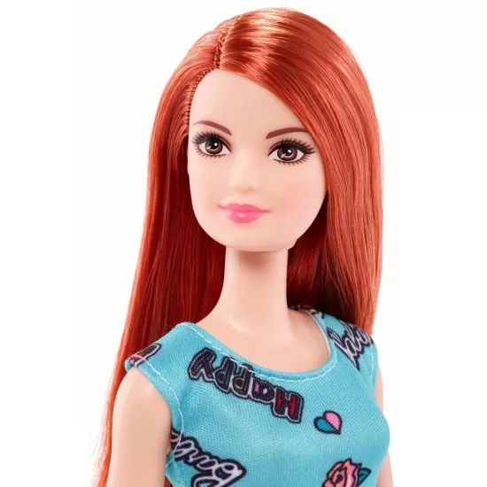 Papusa Barbie clasica roscata cu rochita albastra Papusa Barbie clasica roscata cu rochita albastra