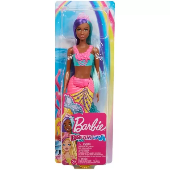 Papusa sirena Barbie cu colier si coronita roz Papusa sirena Barbie cu colier si coronita roz