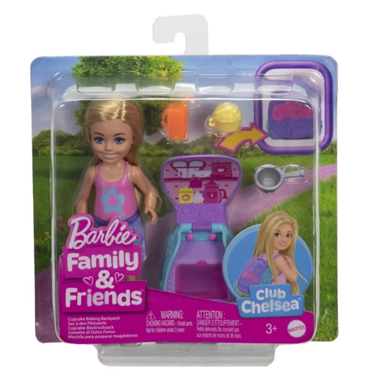 Papusa Barbie Chelsea cu rucsac pentru coacerea brioselor Papusa Barbie Chelsea cu rucsac pentru coacerea brioselor