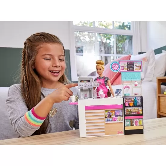 Set Cafeneaua Barbie cu papusa si 20 de accesorii