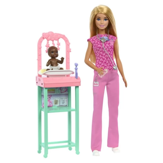 Set de joaca papusa blonda Barbie Cariere - Pediatru Set de joaca papusa blonda Barbie Cariere - Pediatru