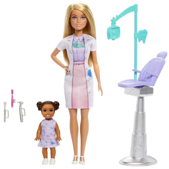 Set de joaca papusa blonda Barbie Cariere - Stomatolog