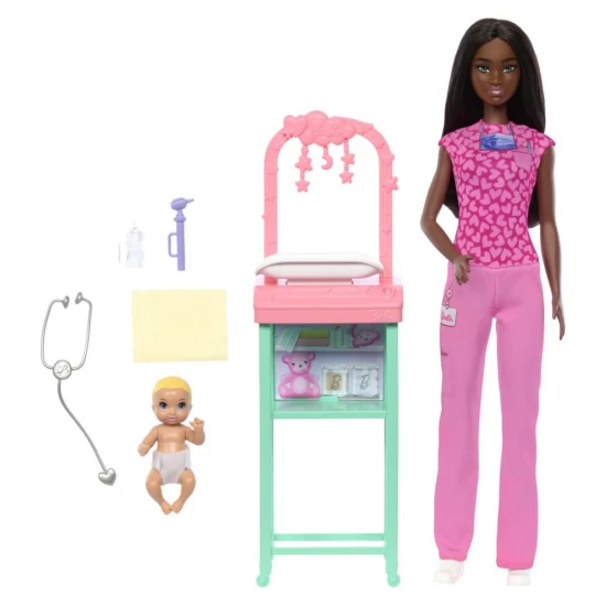 Set de joaca papusa bruneta Barbie Cariere - Pediatru Set de joaca papusa bruneta Barbie Cariere - Pediatru