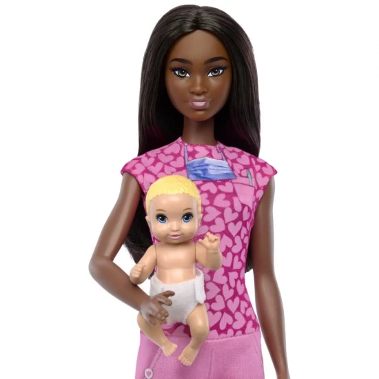 Set de joaca papusa bruneta Barbie Cariere - Pediatru Set de joaca papusa bruneta Barbie Cariere - Pediatru