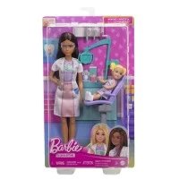Set de joaca papusa bruneta Barbie Cariere - Stomatolog