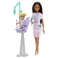 Set de joaca papusa bruneta Barbie Cariere - Stomatolog
