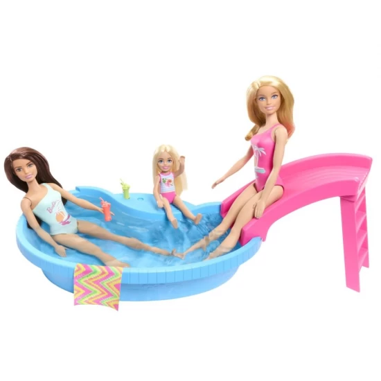 Set papusa Barbie blonda cu piscina Set papusa Barbie blonda cu piscina