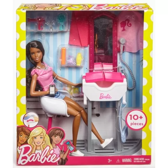 Set Barbie salon de infrumusetare cu papusa Set Barbie salon de infrumusetare cu papusa