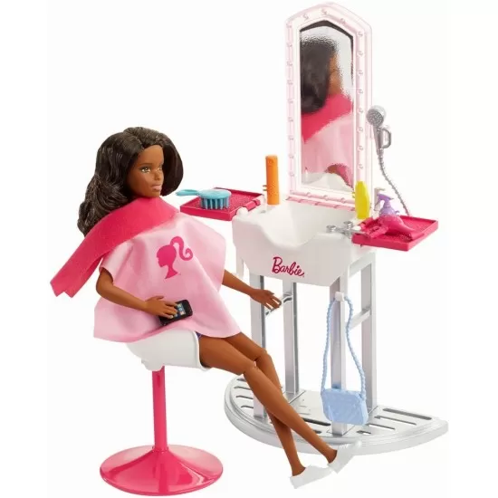 Set Barbie salon de infrumusetare cu papusa Set Barbie salon de infrumusetare cu papusa