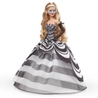 Papusa Barbie Signature aniversare 65 ani cu rochie de bal alb negru