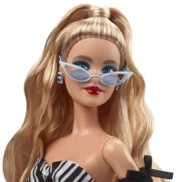 Papusa Barbie Signature aniversare 65 ani cu rochie de bal alb negru