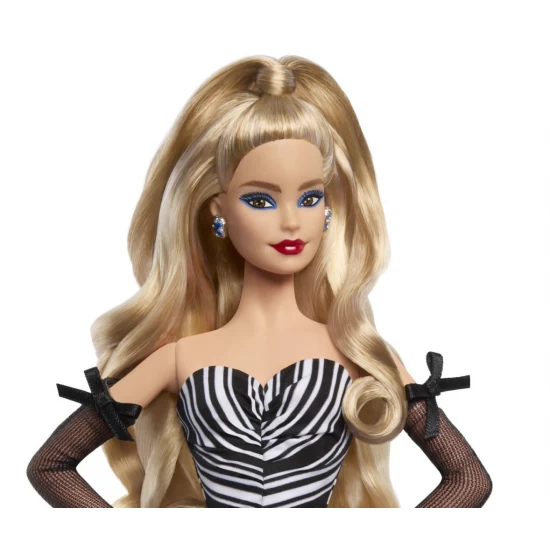 Papusa Barbie Signature aniversare 65 ani cu rochie de bal alb negru Papusa Barbie Signature aniversare 65 ani cu rochie de bal alb negru