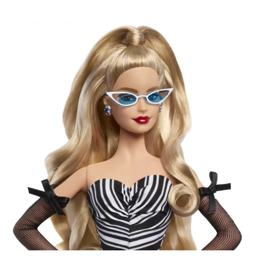 Papusa Barbie Signature aniversare 65 ani cu rochie de bal alb negru Papusa Barbie Signature aniversare 65 ani cu rochie de bal alb negru