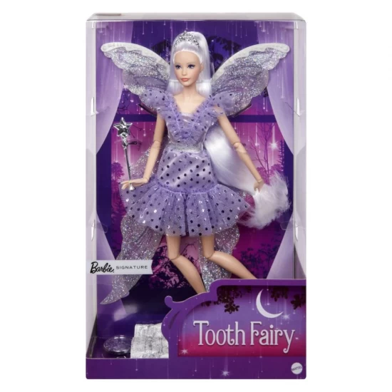 Papusa Barbie Signature Zana Maseluta cu aripi de zana, bagheta si geanta Papusa Barbie Signature Zana Maseluta cu aripi de zana, bagheta si geanta