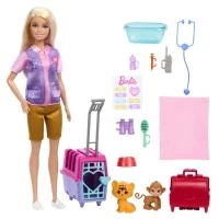 Set papusa Barbie cu doua animalute din jungla