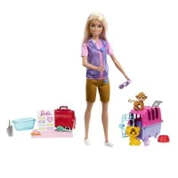 Set papusa Barbie cu doua animalute din jungla
