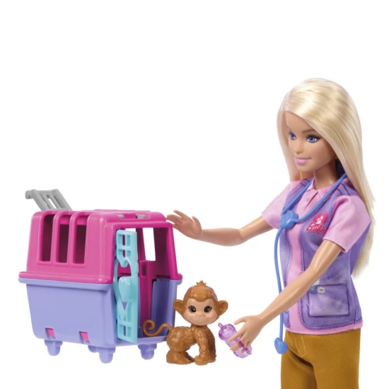 Set papusa Barbie cu doua animalute din jungla