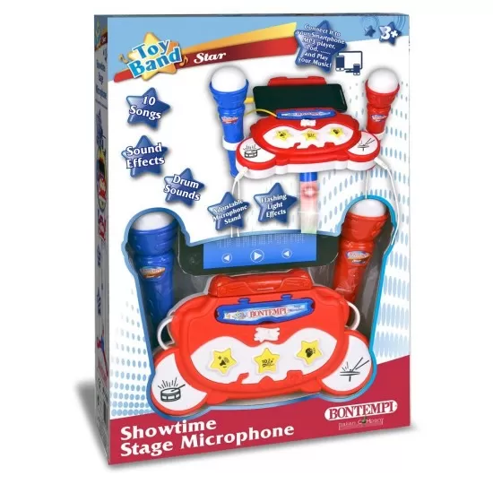 Microfon pentru copii Bontempi dublu albastru Microfon pentru copii Bontempi dublu albastru