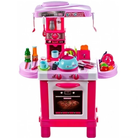 Bucatarie pentru fetite Malplay cu electrocasnice, ceainic, accesorii, lumini si sunete Bucatarie pentru fetite Malplay cu electrocasnice, ceainic, accesorii, lumini si sunete