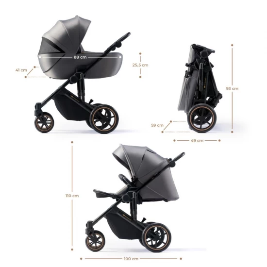 Carucior copii 3 in 1 Kinderkraft Prime 2 Mink Pro Grey Carucior copii 3 in 1 Kinderkraft Prime 2 Mink Pro Grey