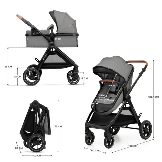 Carucior Kinderkraft Esme 3 in 1 Moonlight Grey Carucior Kinderkraft Esme 3 in 1 Moonlight Grey