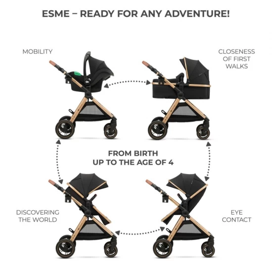 Carucior Kinderkraft Esme 3 in 1 Pure Black Carucior Kinderkraft Esme 3 in 1 Pure Black