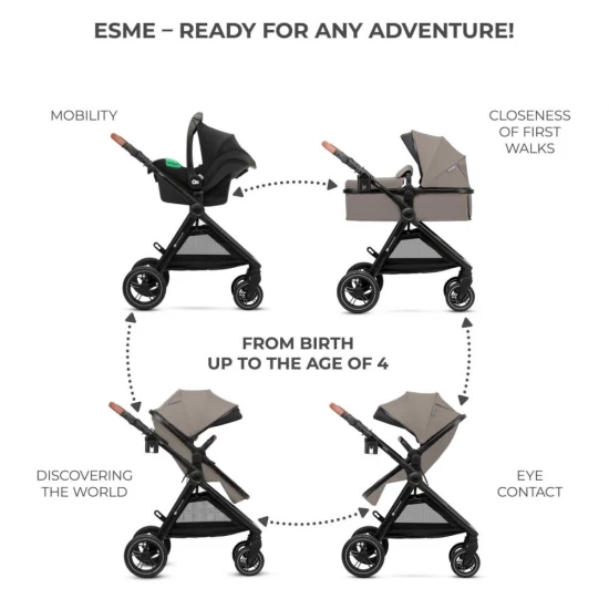 Carucior Kinderkraft Esme 3 in 1 Sand Beige Carucior Kinderkraft Esme 3 in 1 Sand Beige