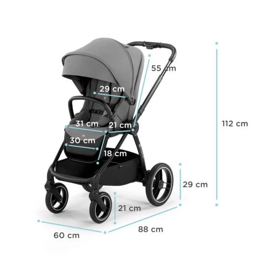 Carucior copii 2 in 1 Kinderkraft Nea Platinum Grey Carucior copii 2 in 1 Kinderkraft Nea Platinum Grey