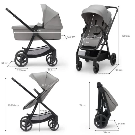 Carucior copii 3 in 1 Kinderkraft Newly Lght Grey Carucior copii 3 in 1 Kinderkraft Newly Lght Grey