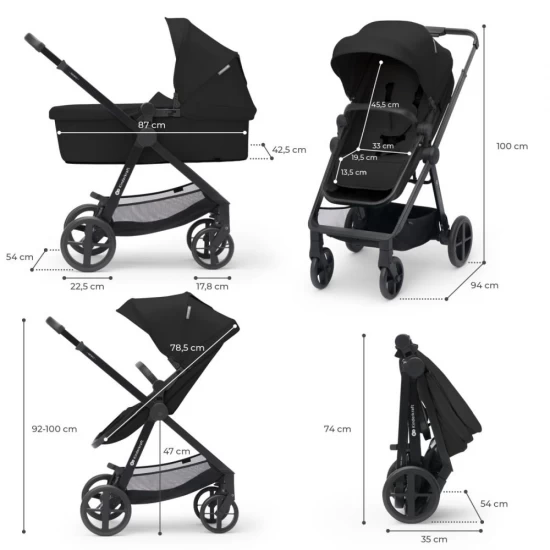 Carucior copii 4 in 1 Kinderkraft Newly Classic Black Carucior copii 4 in 1 Kinderkraft Newly Classic Black